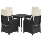 vidaXL Set de muebles jardín 5 pzas con cojines ratán sintético negro vidaXL Set de muebles jardín 5 pzas con cojines ratán sintético negro
