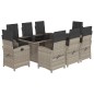 vidaXL Set comedor de jardín 9 pzas cojines ratán sintético gris claro vidaXL Set comedor de jardín 9 pzas cojines ratán sintético gris claro