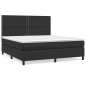 vidaXL Cama box spring con colchón cuero sintético negro 180x200 cm