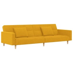 vidaXL Sofá cama de 2 plazas con dos almohadas tela color amarillo
