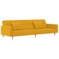 vidaXL Sofá cama de 2 plazas con dos almohadas tela color amarillo vidaXL Sofá cama de 2 plazas con dos almohadas tela color amarillo