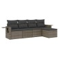 vidaXL Juego de sofás jardín con cojines 5 pzas ratán sintético gris vidaXL Juego de sofás jardín con cojines 5 pzas ratán sintético gris