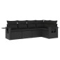 vidaXL Set de muebles de jardín 5 pzas y cojines ratán sintético negro