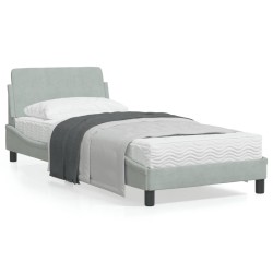 vidaXL Estructura de cama con cabecero terciopelo gris claro 90x190 cm