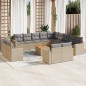 vidaXL Set sofás jardín 14 pzas y cojines ratán sintético beige mezcla vidaXL Set sofás jardín 14 pzas y cojines ratán sintético beige mezcla