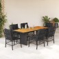 vidaXL Set de comedor de jardín 7 pzas y cojines ratán sintético negro vidaXL Set de comedor de jardín 7 pzas y cojines ratán sintético negro