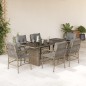 vidaXL Set comedor de jardín 7 pzas con cojines ratán sintético beige vidaXL Set comedor de jardín 7 pzas con cojines ratán sintético beige