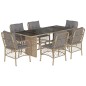 vidaXL Set comedor de jardín 7 pzas con cojines ratán sintético beige vidaXL Set comedor de jardín 7 pzas con cojines ratán sintético beige