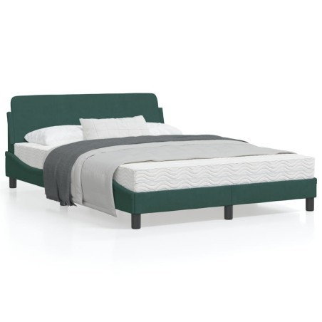 vidaXL Estructura cama con cabecero terciopelo verde oscuro 120x200 cm
