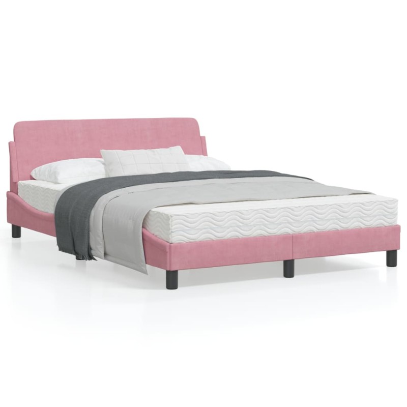 vidaXL Estructura de cama con cabecero de terciopelo rosa 140x200 cm vidaXL Estructura de cama con cabecero de terciopelo rosa 140x200 cm