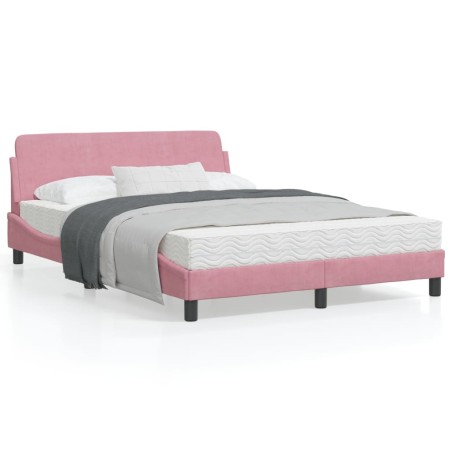 vidaXL Estructura de cama con cabecero de terciopelo rosa 140x200 cm