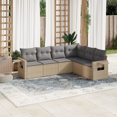 vidaXL Juego de sofás jardín con cojines 6 pzas ratán sintético beige