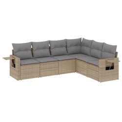 vidaXL Juego de sofás jardín con cojines 6 pzas ratán sintético beige
