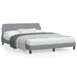 vidaXL Estructura de cama con cabecero tela gris claro 160x200 cm