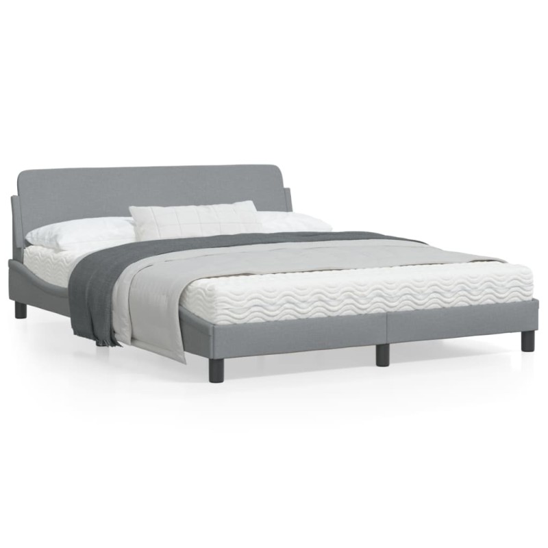 vidaXL Estructura de cama con cabecero tela gris claro 160x200 cm vidaXL Estructura de cama con cabecero tela gris claro 160x200 cm