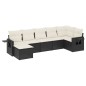 vidaXL Set de comedor de jardín 7 pzas y cojines ratán sintético negro vidaXL Set de comedor de jardín 7 pzas y cojines ratán sintético negro
