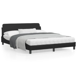 vidaXL Estructura de cama con cabecero cuero sintético negro 160x200cm
