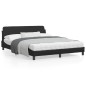 vidaXL Estructura de cama con cabecero cuero sintético negro 160x200cm vidaXL Estructura de cama con cabecero cuero sintético negro 160x200cm