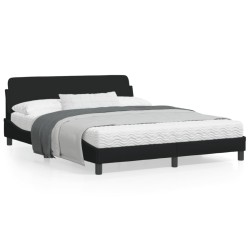 vidaXL Estructura de cama con cabecero de tela negro 160x200 cm