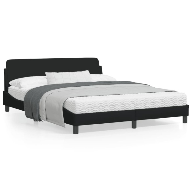 vidaXL Estructura de cama con cabecero de tela negro 160x200 cm