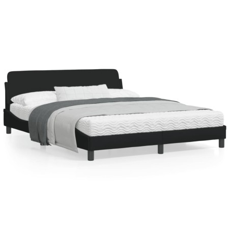 vidaXL Estructura de cama con cabecero de tela negro 160x200 cm
