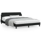 vidaXL Estructura de cama con cabecero de tela negro 160x200 cm