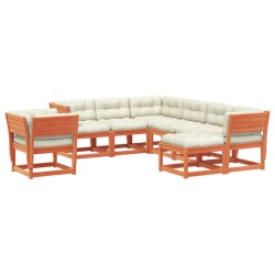 vidaXL Set muebles jardín 8 pzas con cojines madera pino marrón cera