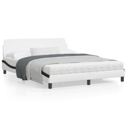 vidaXL Estructura cama cabecero cuero sintético blanco negro 160x200cm