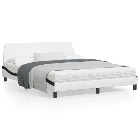 vidaXL Estructura cama cabecero cuero sintético blanco negro 160x200cm
