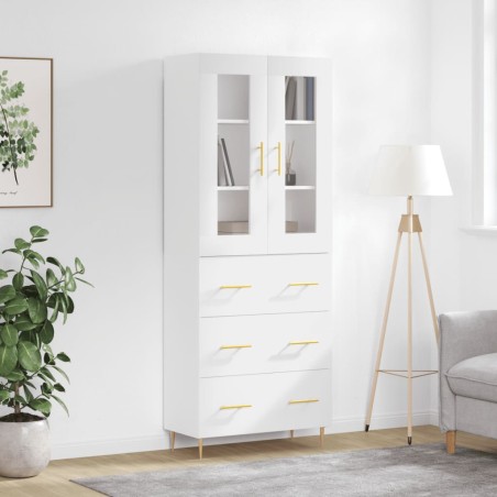 vidaXL Aparador alto madera contrachapada blanco 69,5x34x180 cm