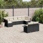 vidaXL Set de sofás de jardín 8 piezas y cojines ratán sintético negro vidaXL Set de sofás de jardín 8 piezas y cojines ratán sintético negro