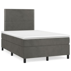 vidaXL Cama box spring con colchón terciopelo gris oscuro 120x200 cm