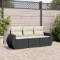 vidaXL Set de sofás de jardín con cojines 3 pzas ratán sintético negro vidaXL Set de sofás de jardín con cojines 3 pzas ratán sintético negro