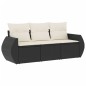 vidaXL Set de sofás de jardín con cojines 3 pzas ratán sintético negro vidaXL Set de sofás de jardín con cojines 3 pzas ratán sintético negro