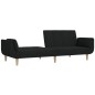 vidaXL Sofá cama de 2 plazas con dos almohadas tela negro vidaXL Sofá cama de 2 plazas con dos almohadas tela negro