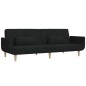 vidaXL Sofá cama de 2 plazas con dos almohadas tela negro vidaXL Sofá cama de 2 plazas con dos almohadas tela negro