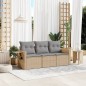 vidaXL Juego de sofás de jardín con cojines beige 3 pzas ratán PE vidaXL Juego de sofás de jardín con cojines beige 3 pzas ratán PE