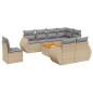 vidaXL Set de sofás de jardín 9 pzas con cojines ratán sintético beige vidaXL Set de sofás de jardín 9 pzas con cojines ratán sintético beige