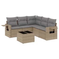 vidaXL Juego de sofás jardín con cojines 6 pzas ratán sintético beige