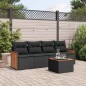 vidaXL Set de muebles de jardín 5 pzas y cojines ratán sintético negro vidaXL Set de muebles de jardín 5 pzas y cojines ratán sintético negro