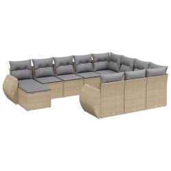 vidaXL Set de sofás de jardín 11pzas con cojines ratán sintético beige
