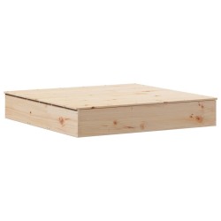 vidaXL Arenero con tapa madera maciza de pino 111x111x19,5 cm