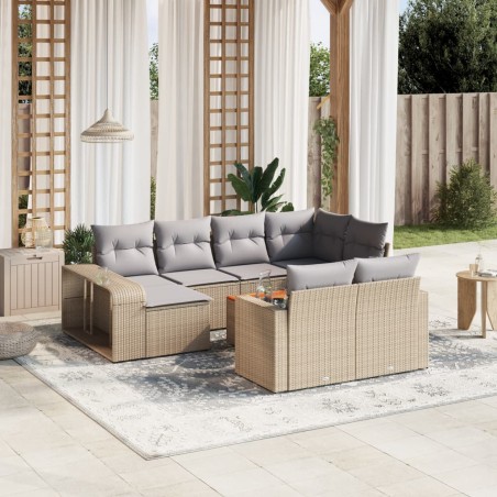 vidaXL Set de sofás de jardín 11pzas con cojines ratán sintético beige