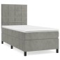 vidaXL Cama box spring con colchón terciopelo gris claro 90x190 cm vidaXL Cama box spring con colchón terciopelo gris claro 90x190 cm