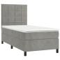 vidaXL Cama box spring con colchón terciopelo gris claro 90x190 cm vidaXL Cama box spring con colchón terciopelo gris claro 90x190 cm