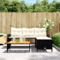 vidaXL Sofá de jardín en forma de L con mesa y cojines ratán PE negro vidaXL Sofá de jardín en forma de L con mesa y cojines ratán PE negro