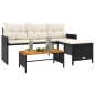 vidaXL Sofá de jardín en forma de L con mesa y cojines ratán PE negro vidaXL Sofá de jardín en forma de L con mesa y cojines ratán PE negro