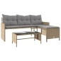 vidaXL Sofá de jardín en forma de L con mesa y cojines ratán PE beige vidaXL Sofá de jardín en forma de L con mesa y cojines ratán PE beige