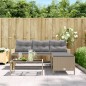 vidaXL Sofá de jardín en forma de L con mesa y cojines ratán PE beige vidaXL Sofá de jardín en forma de L con mesa y cojines ratán PE beige