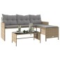vidaXL Sofá de jardín en forma de L con mesa y cojines ratán PE beige vidaXL Sofá de jardín en forma de L con mesa y cojines ratán PE beige